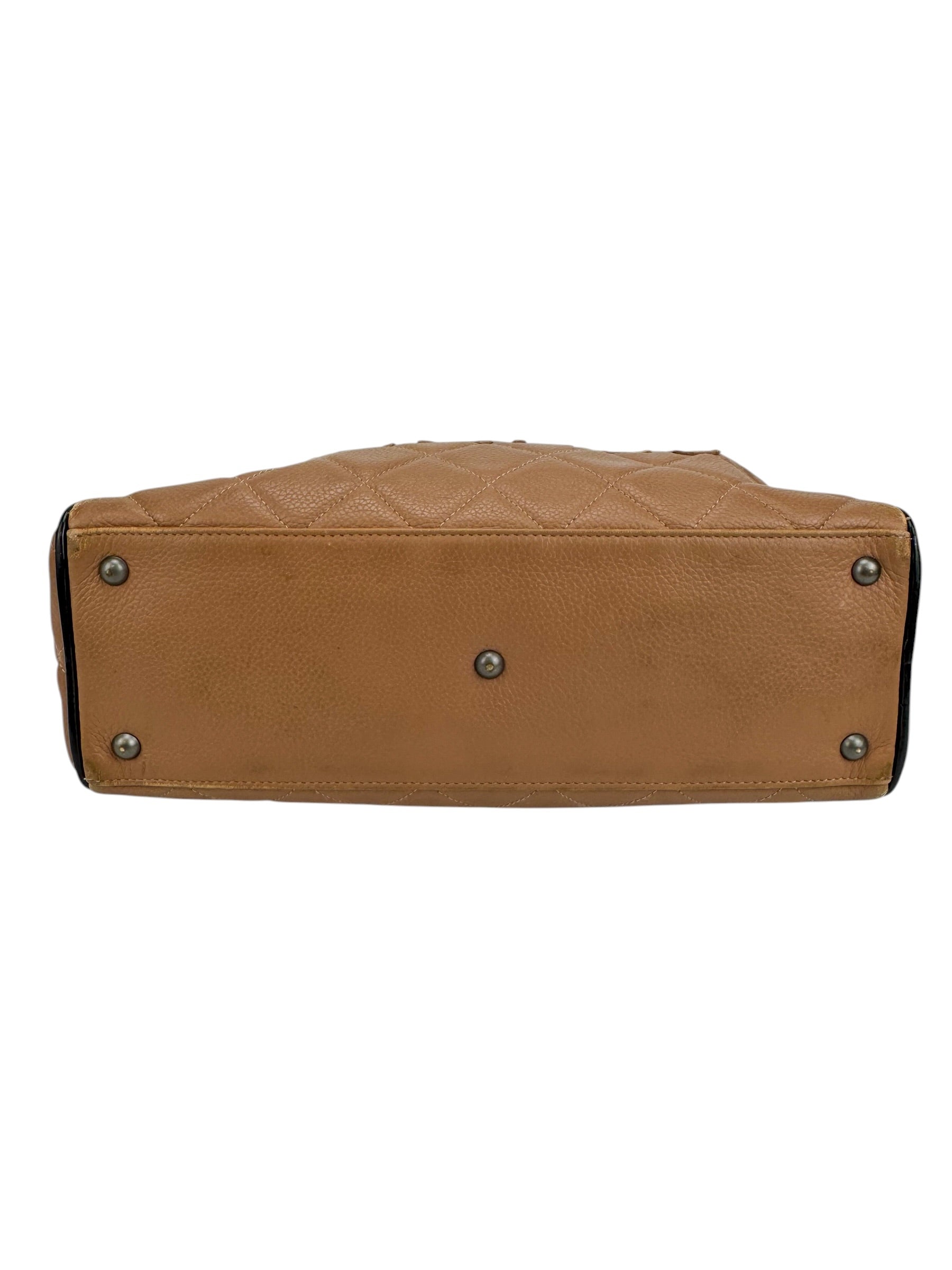 Chanel Brown Quilted Caviar Mini Bowler Bag
