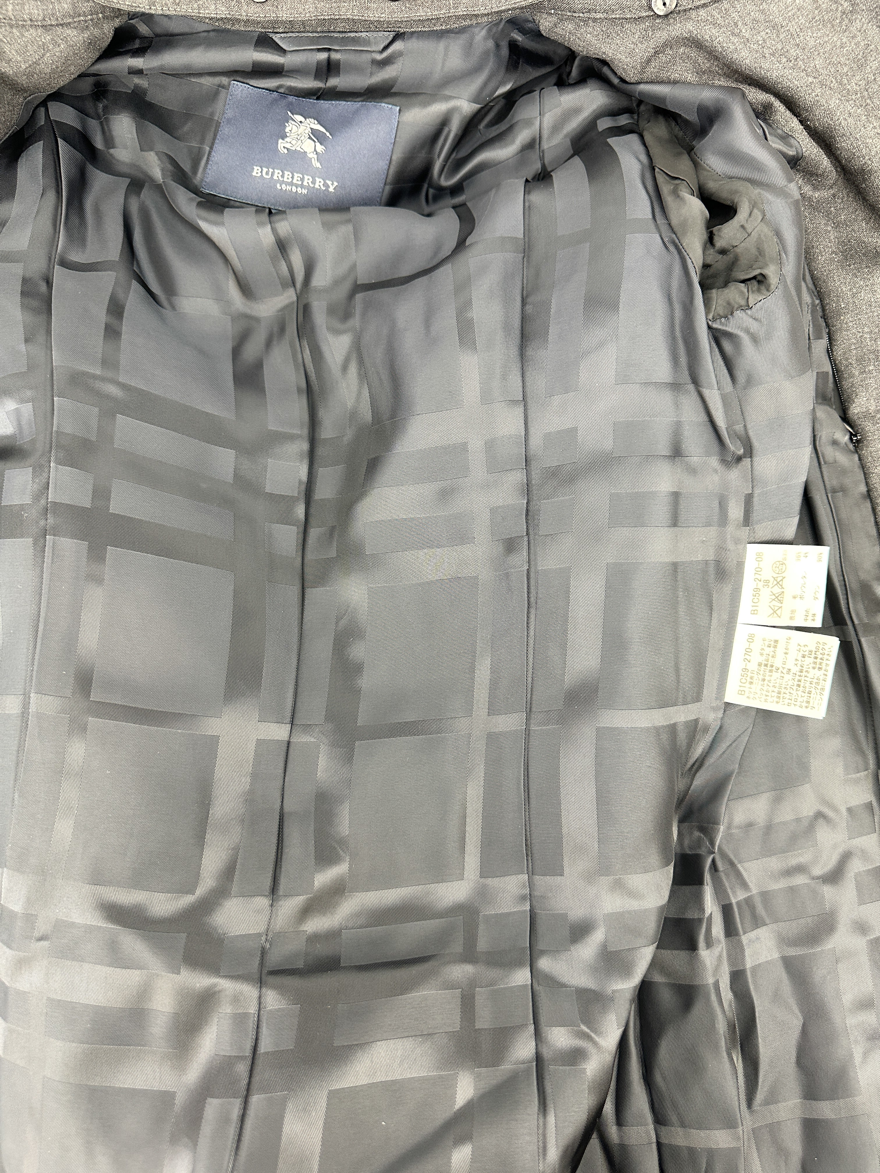 Burberry Dark Grey Puffer Long Coat w/ Fur Hood Size 38