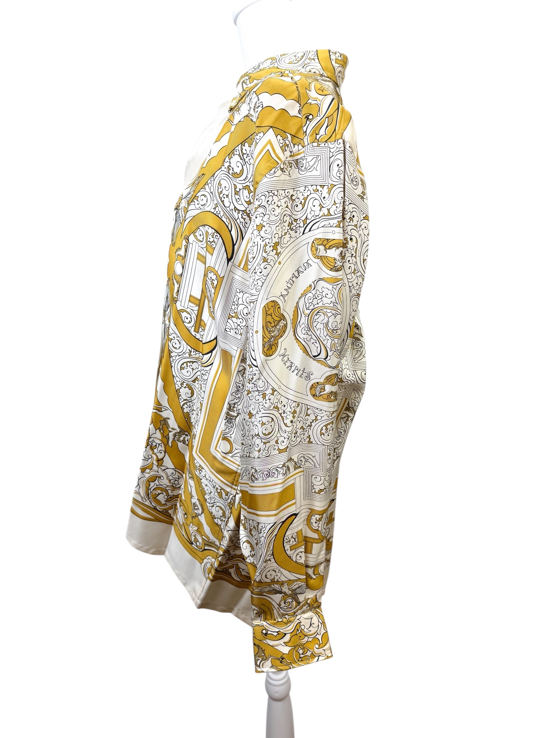 Hermès Silk Animals of the Sun Print Blouse Men's Size 40