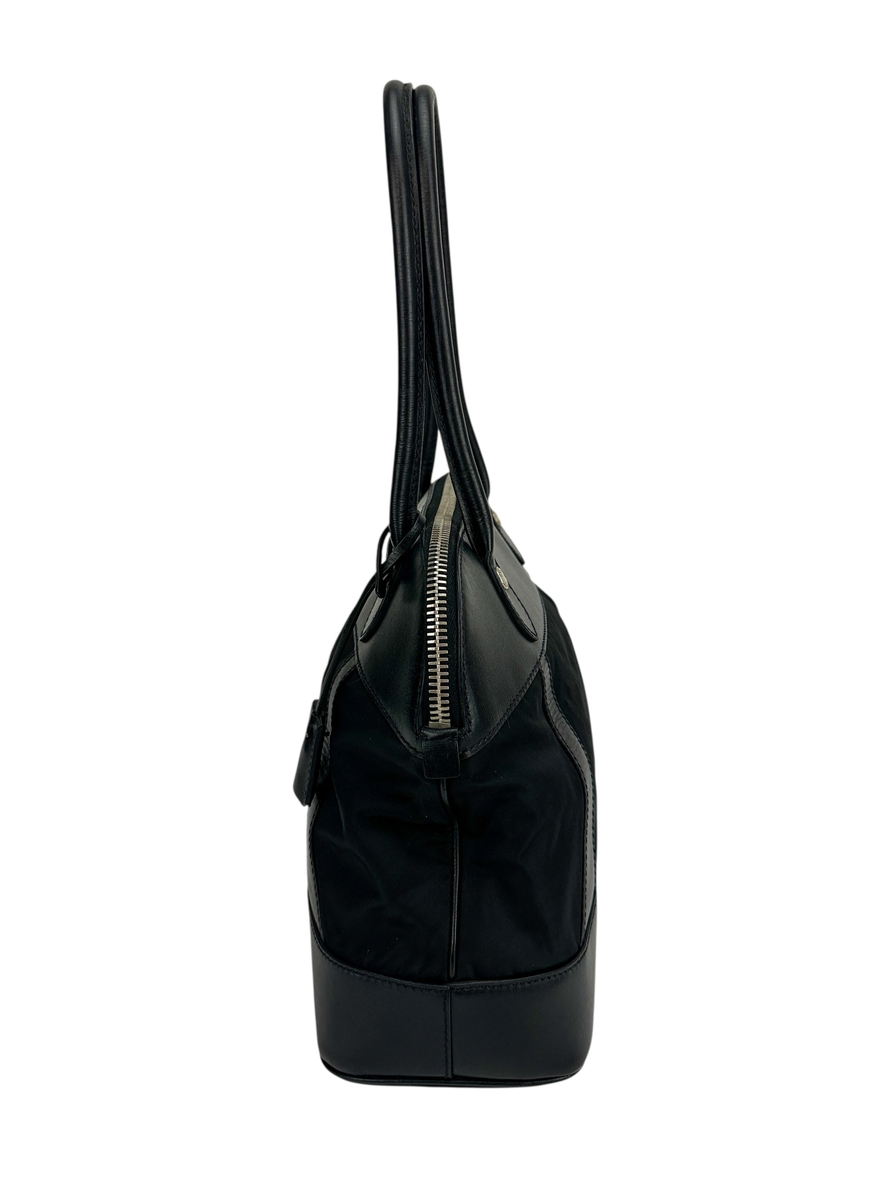 Prada Black Nylon and Leather Shoulder Bag