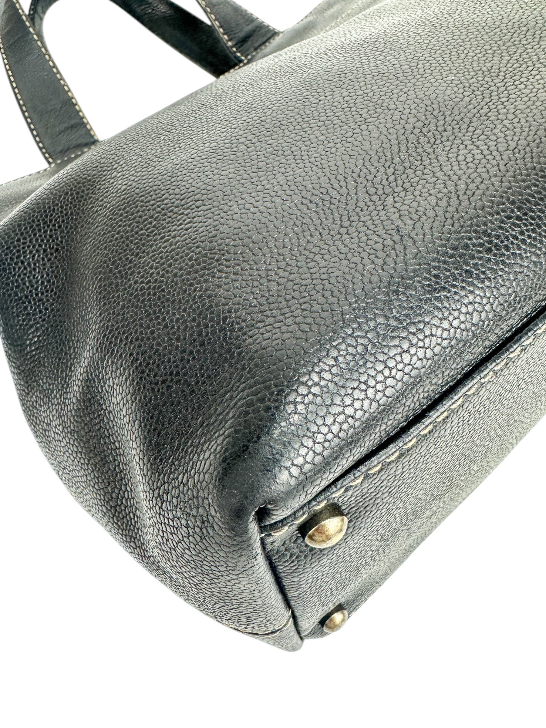 Chanel Black Leather Executive Shopper Tote W/ Strap