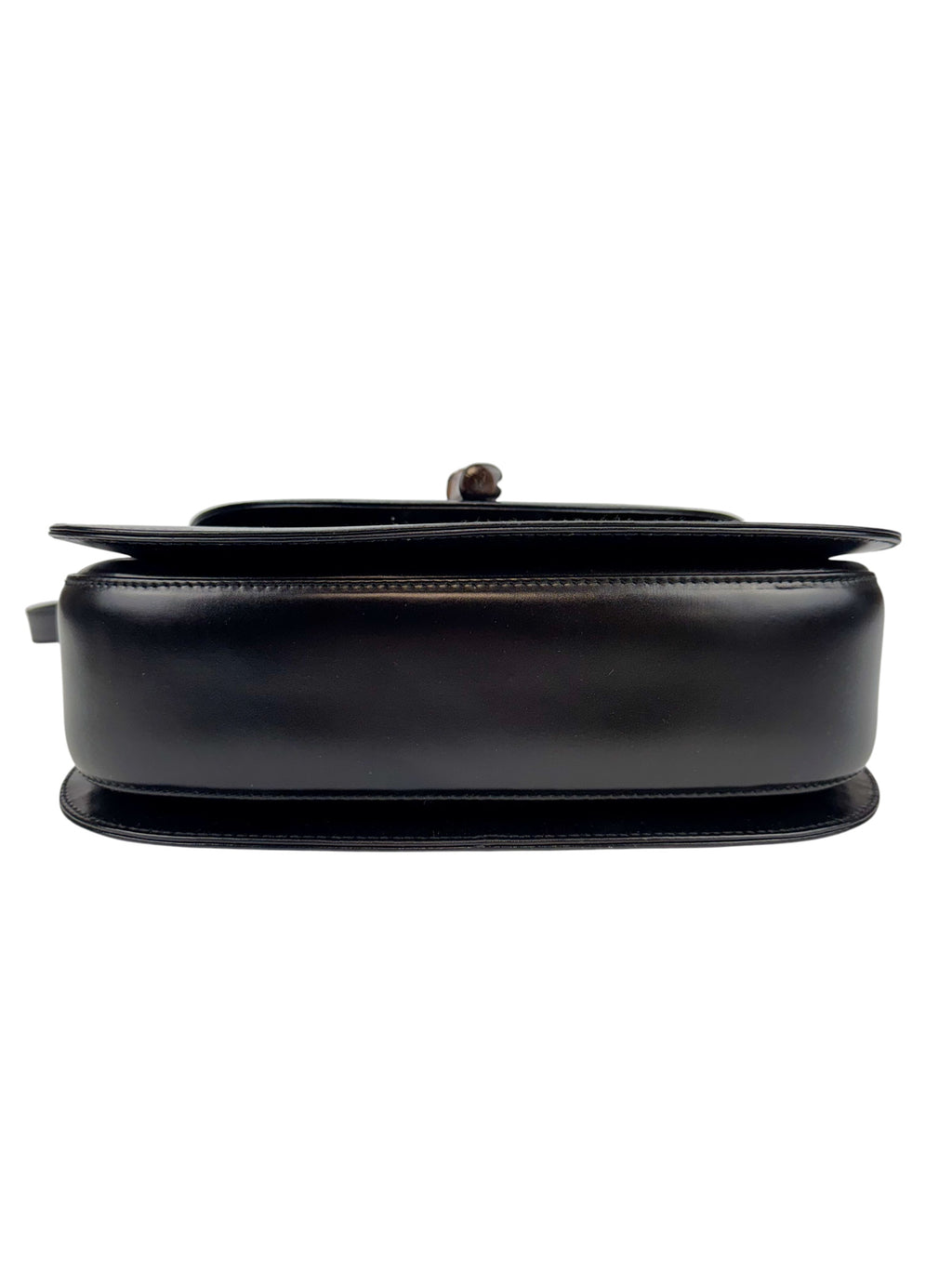 Gucci Vintage Medium Black Leather 1947 Bamboo Bag