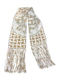 Hermès Mosaic 'H' Logo Fringe 100% Silk Scarf/Shawl