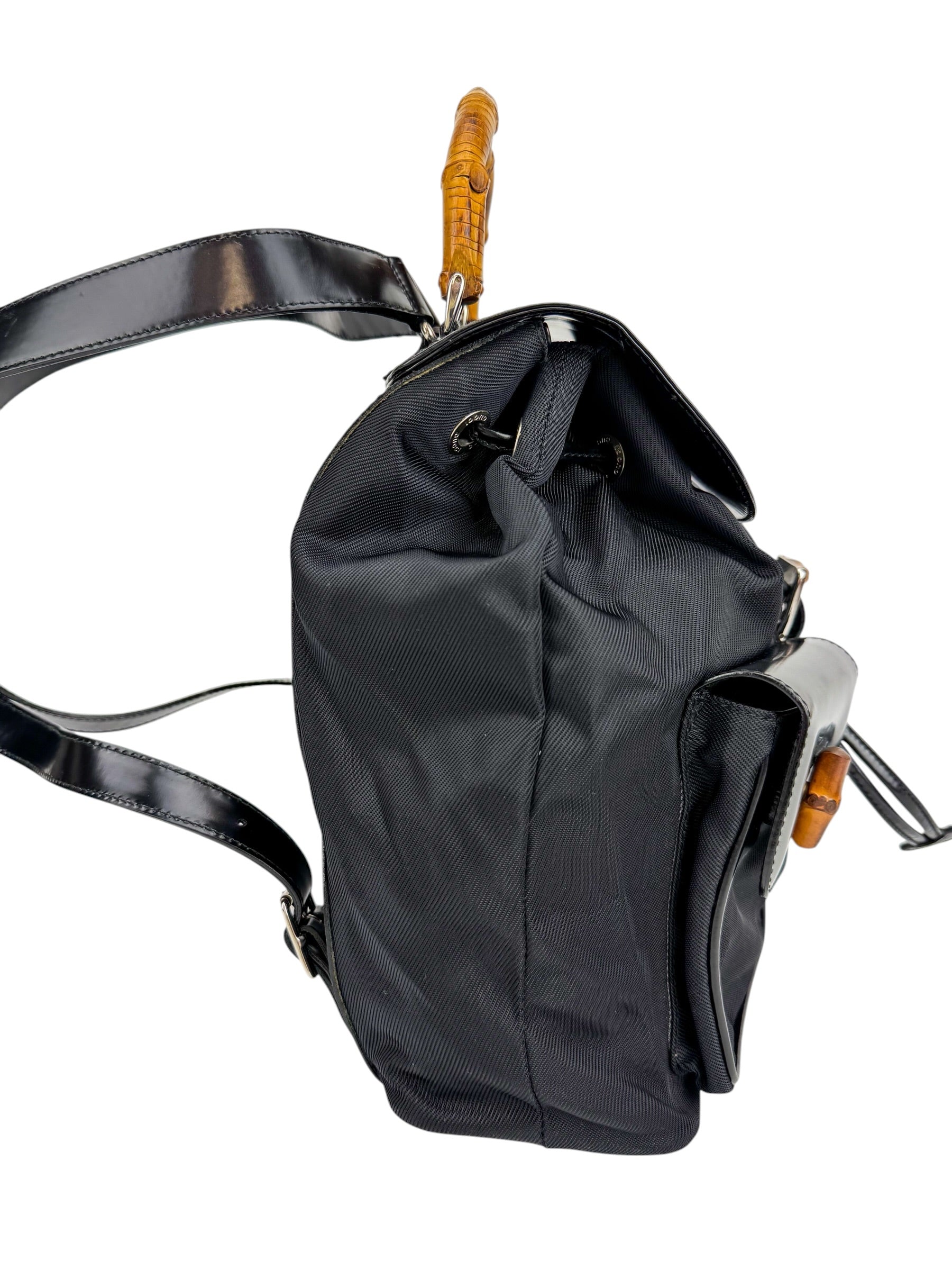 bamboo leather backpack Gucci Black Bamboo Backpack – Joy of Luxury