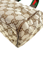 Gucci GG Canvas Small Tote w/ Heritage Stripe Strap