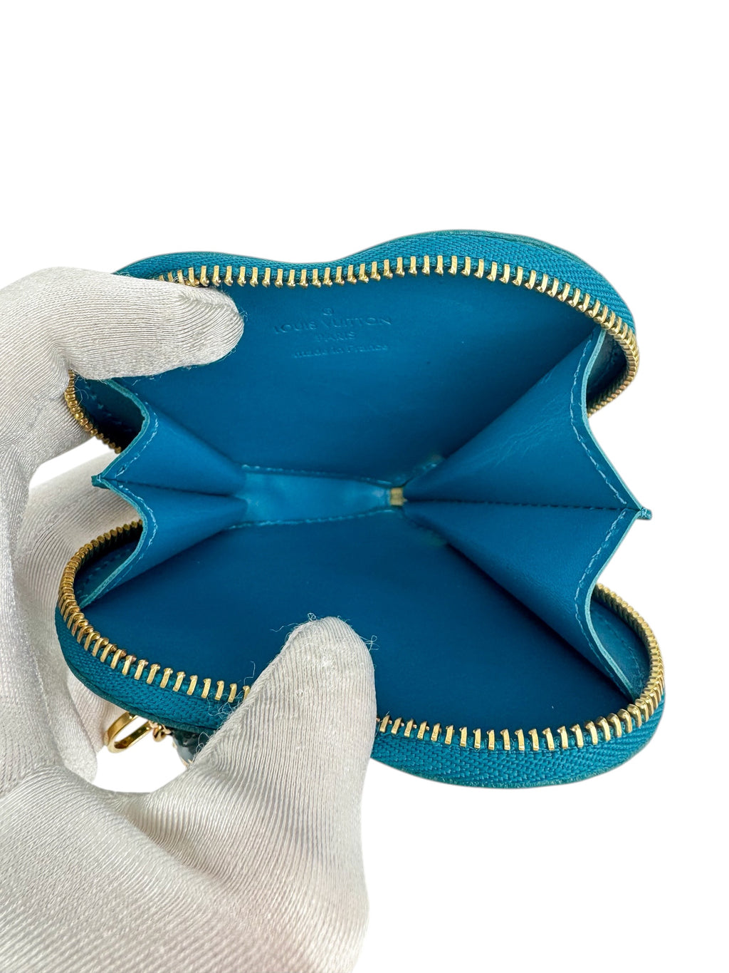 Louis Vuitton Blue Vernis Heart Coin Key Case