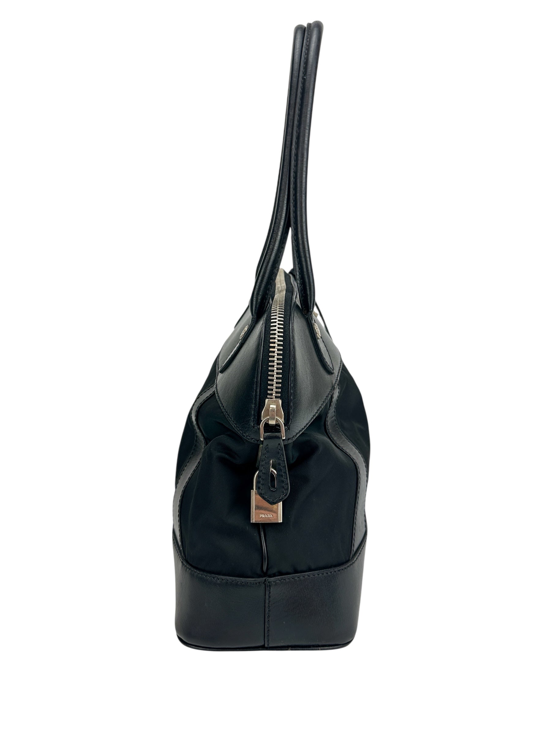 Prada Black Nylon and Leather Shoulder Bag