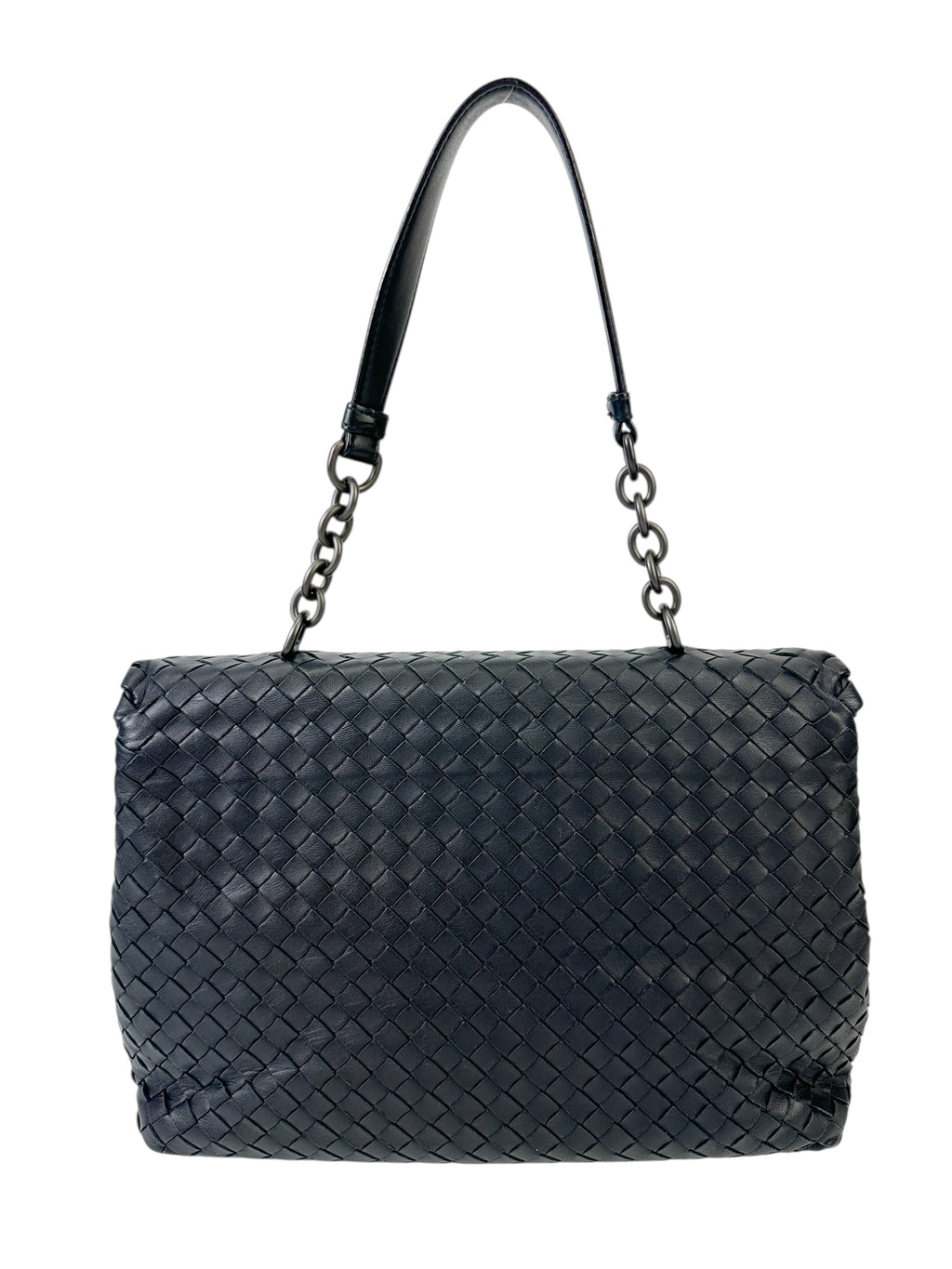 Bottega Veneta Navy Intrecciato Olympia Bag