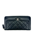 Chanel Black Quilted Lambskin Zip Around Wallet