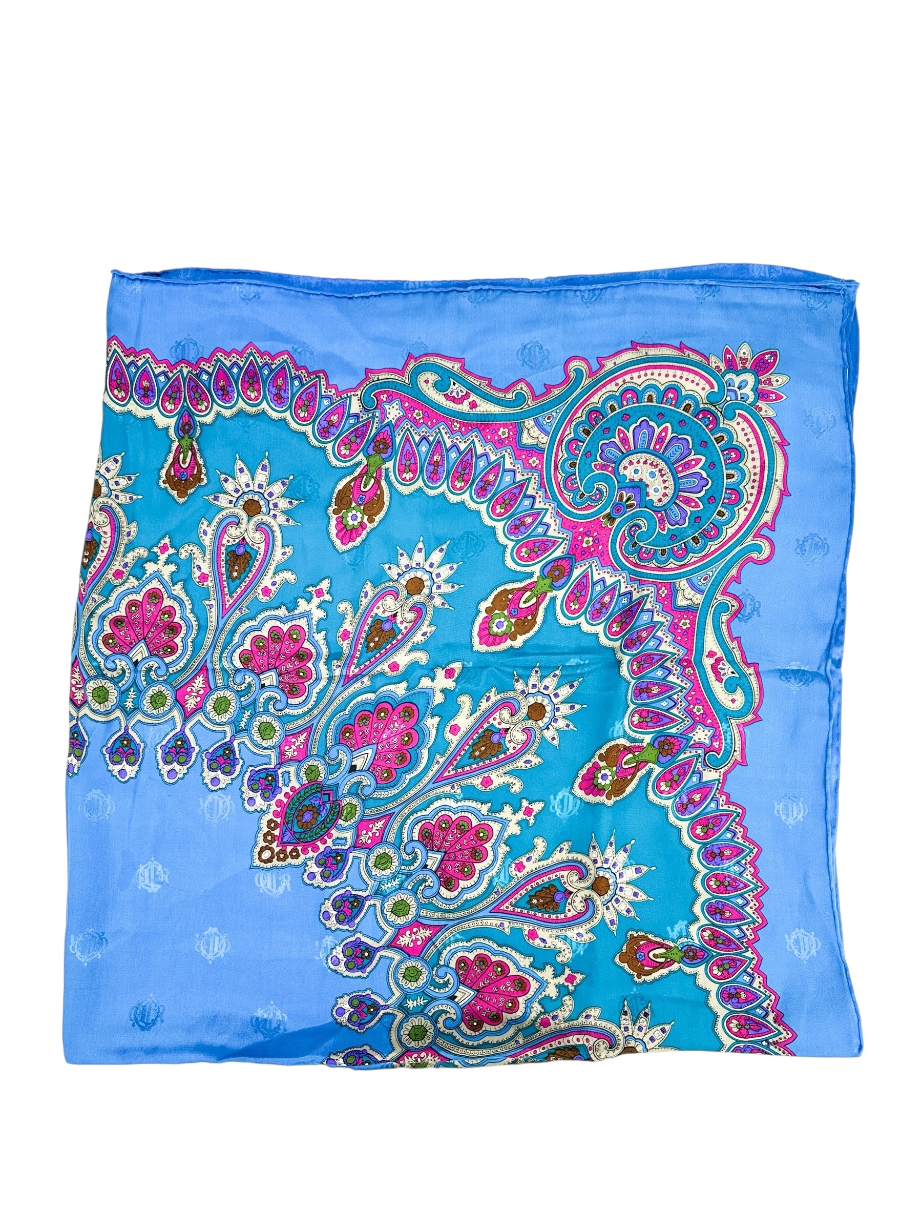 Christian Dior Jacquard Blue Multi Color Paisley Scarf