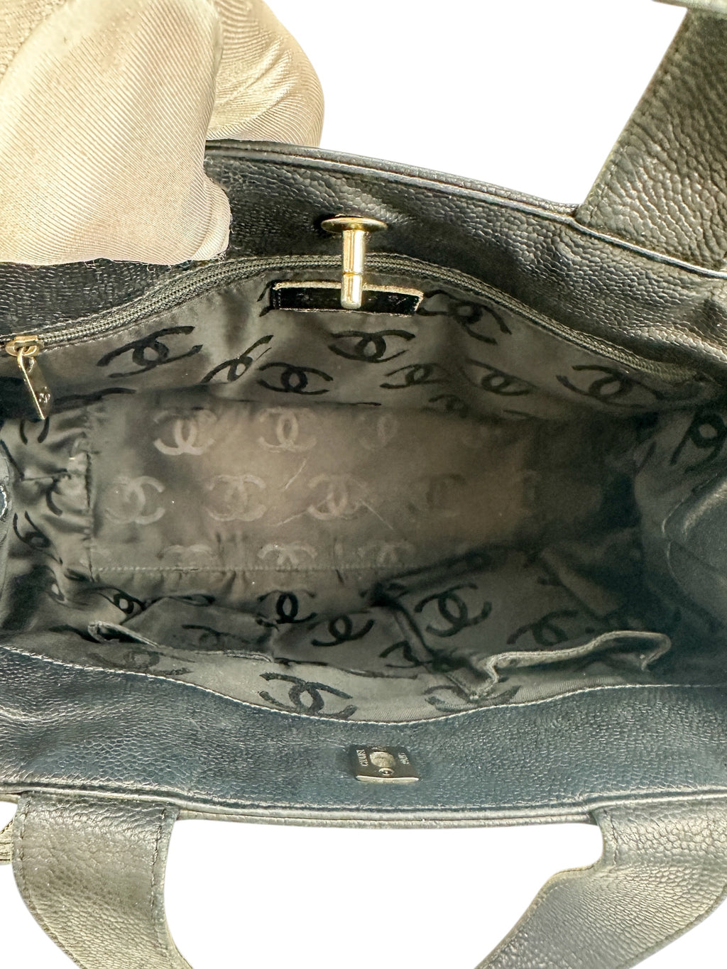 Chanel Black Leather Executive Shopper Tote W/ Strap