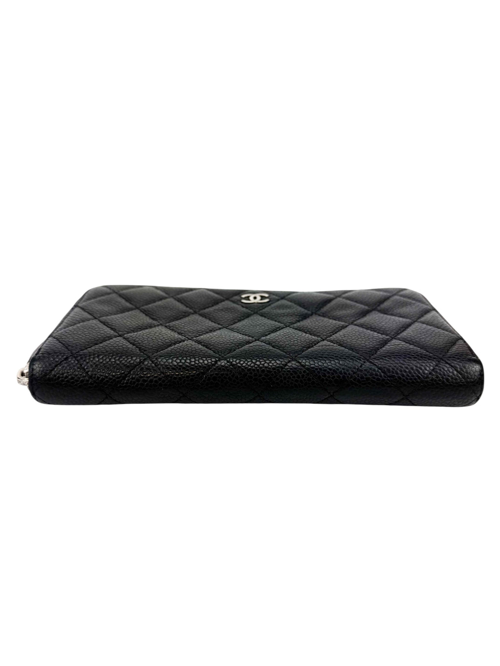 Chanel Black Quilted Caviar Zip Around Wallet