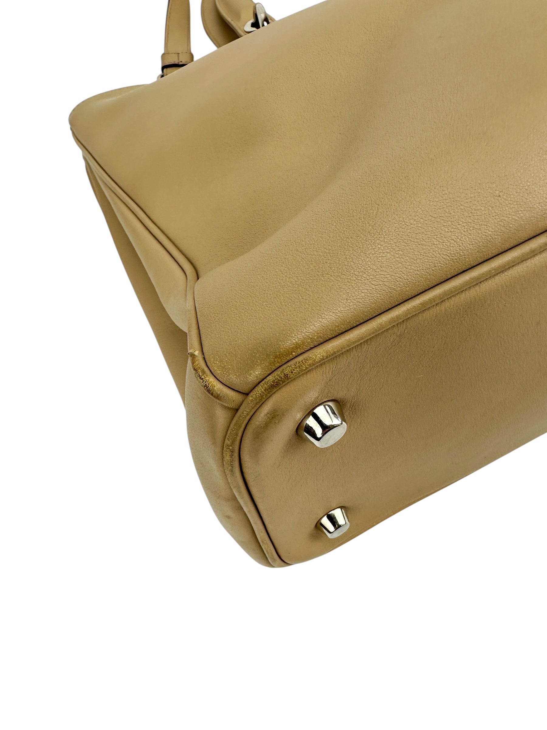 Christian Dior Beige Large Diorissimo Leather Bag W/ Pouch