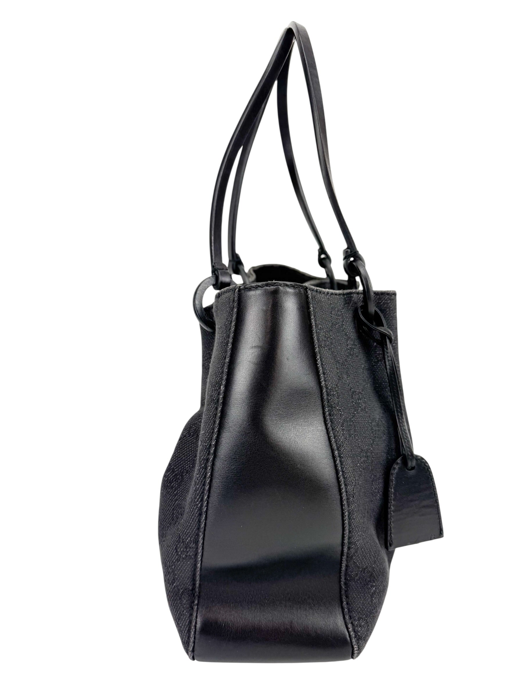 Gucci Black GG Canvas & Leather Shoulder Bag