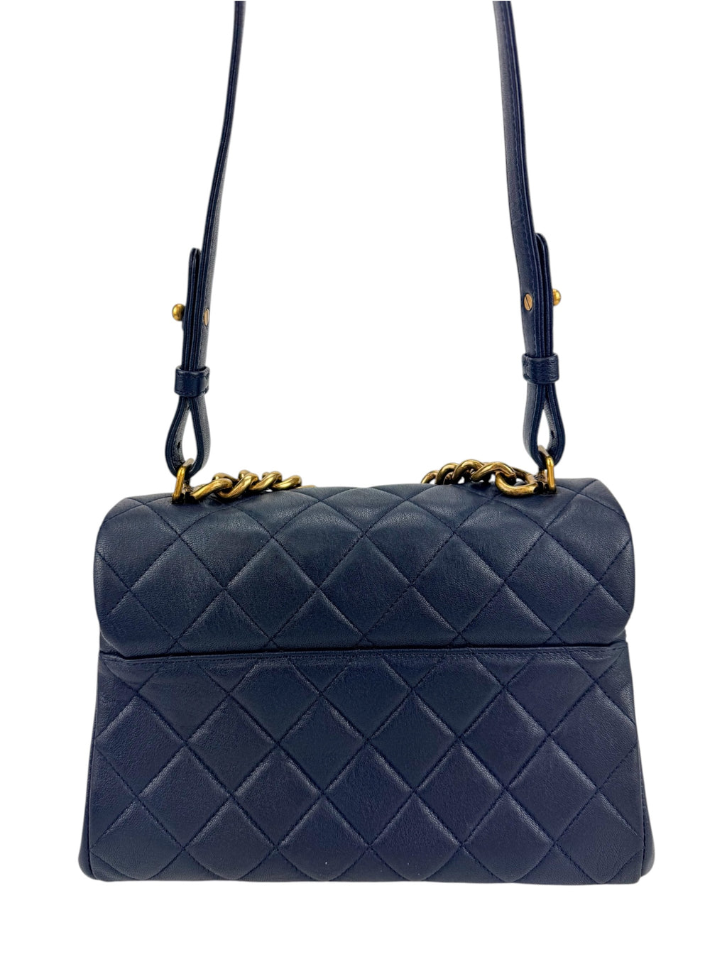 Chanel Navy Paris-Rome Trapezio Flap bag