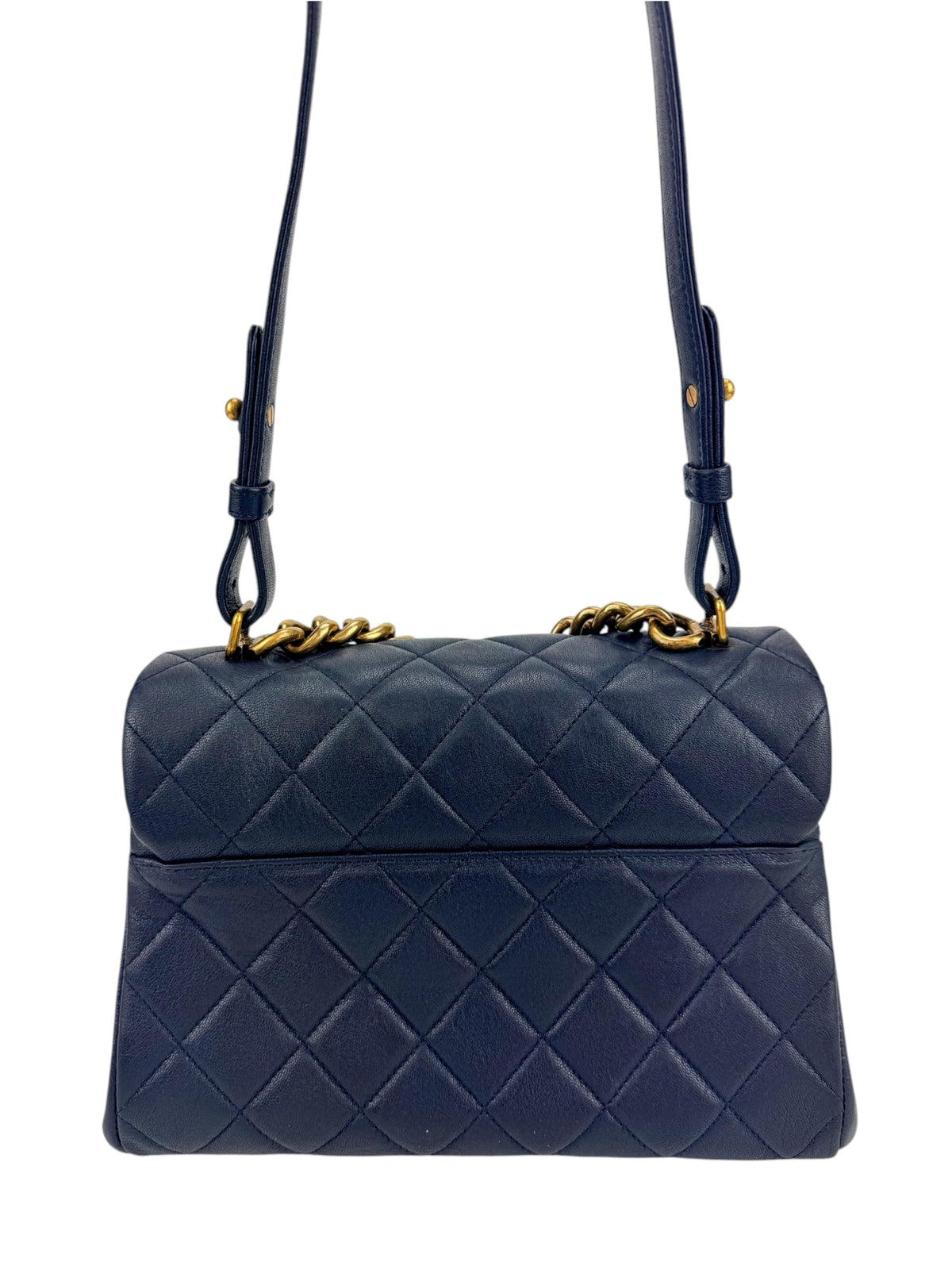 Chanel Navy Paris-Rome Trapezio Flap bag