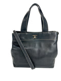 Chanel Black Leather Executive Shopper Tote W/ Strap