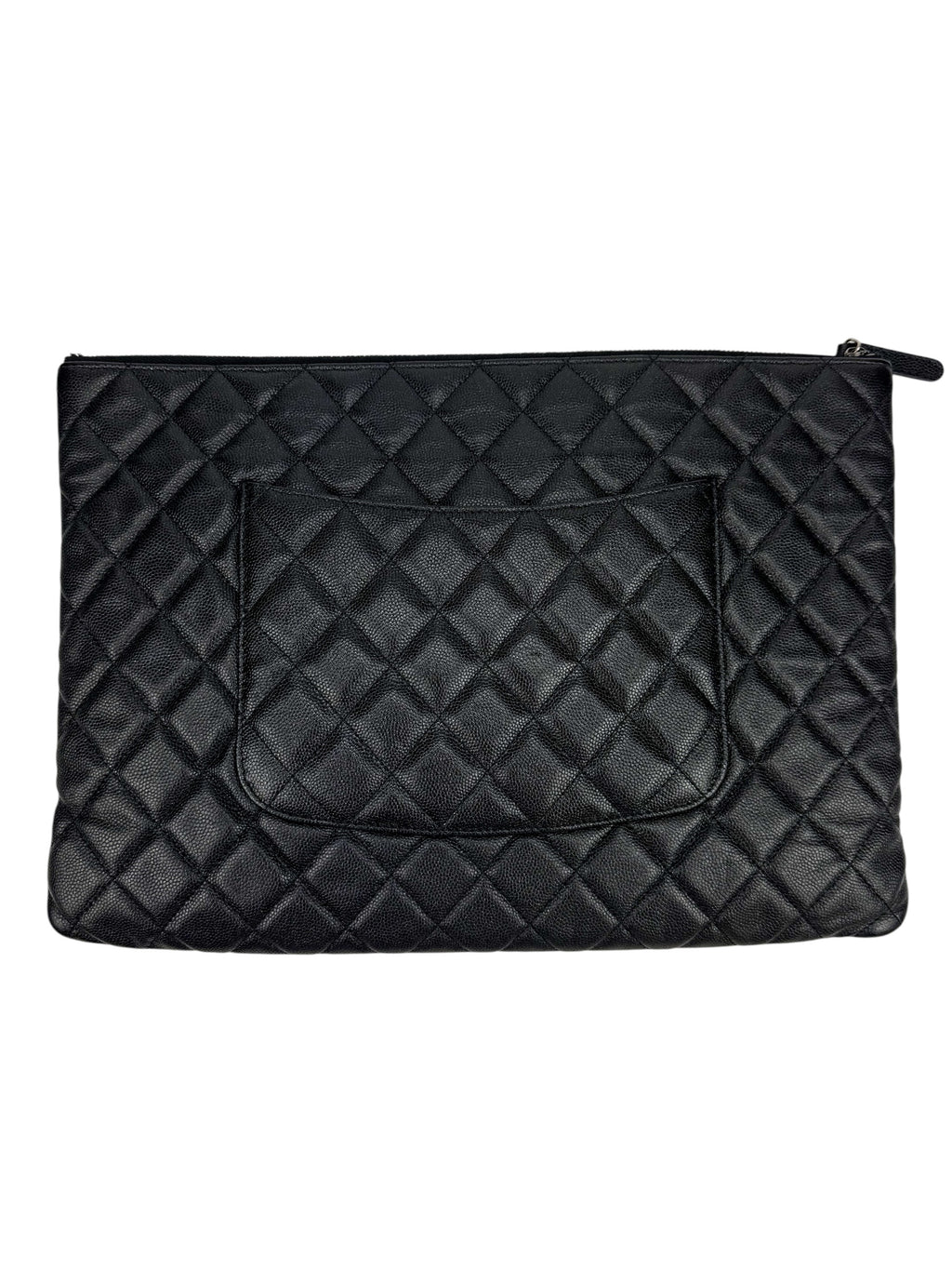 Chanel Black Caviar Large O Case Clutch