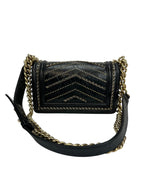 Chanel Black Leather Embellished Small Boy Bag