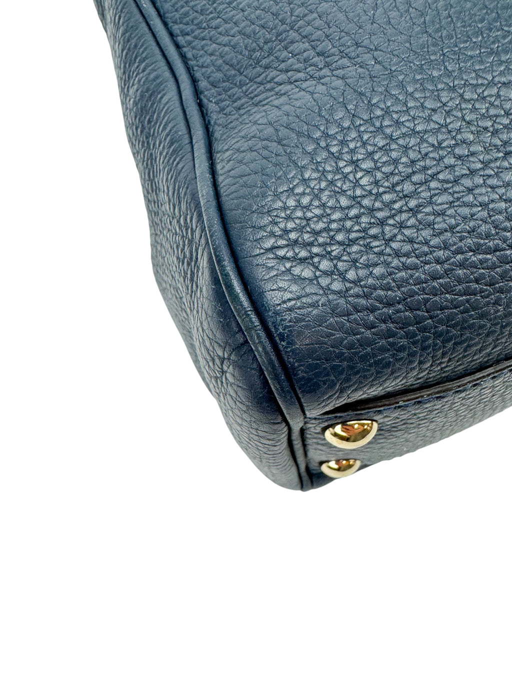 Gucci Blue Leather Bamboo Small Shopper Tote