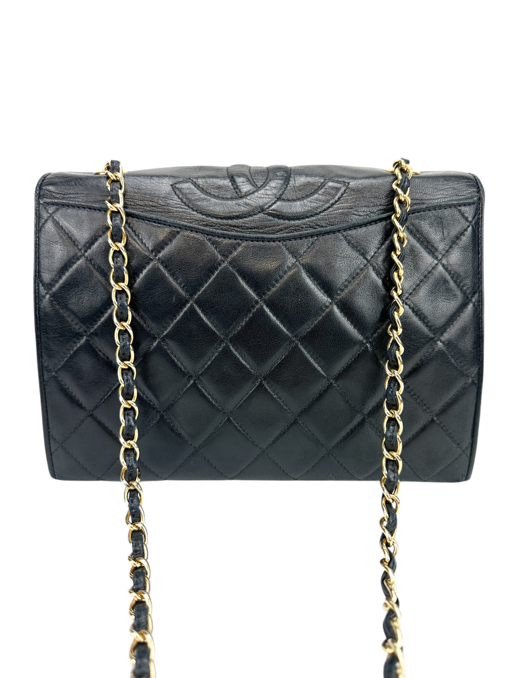 Chanel Vintage Black Quilted Lambskin Full Flap Bag