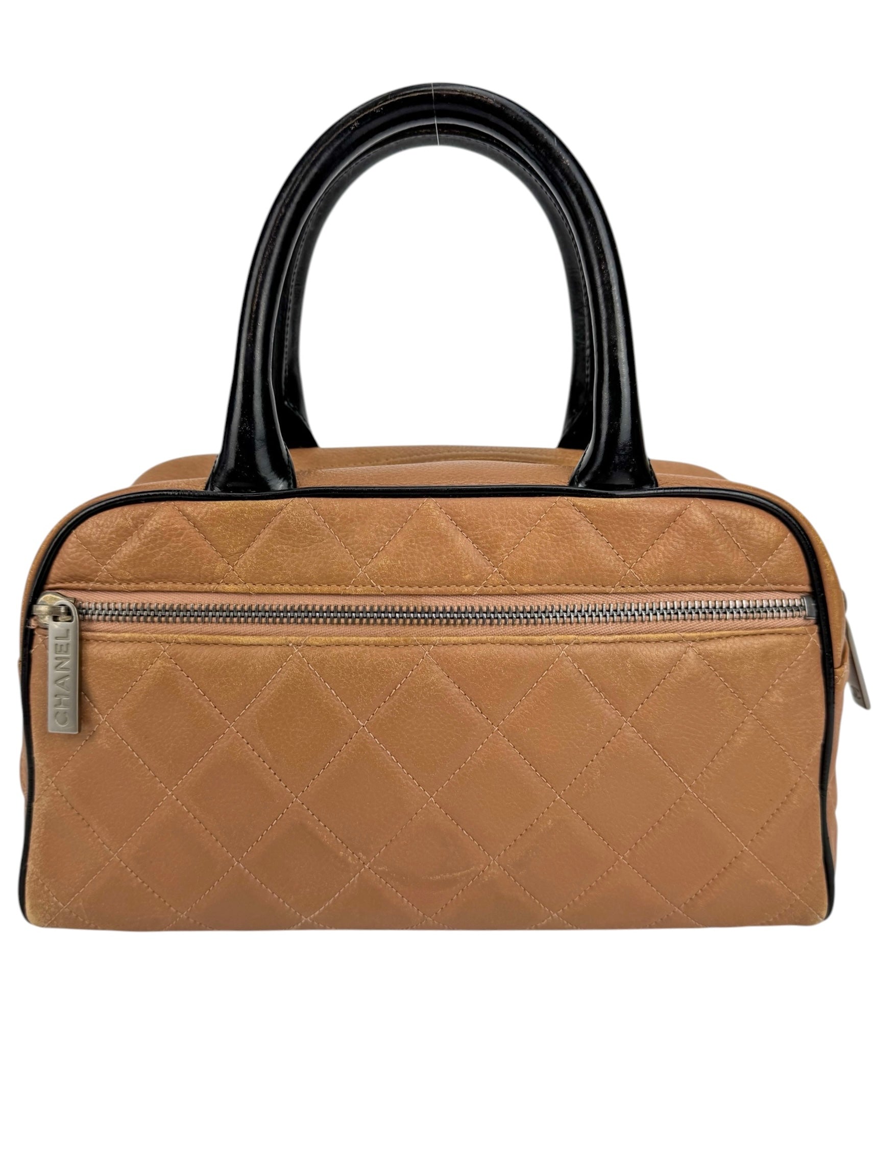 Chanel Brown Quilted Caviar Mini Bowler Bag
