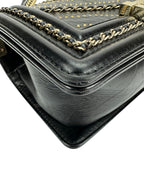 Chanel Black Leather Embellished Small Boy Bag