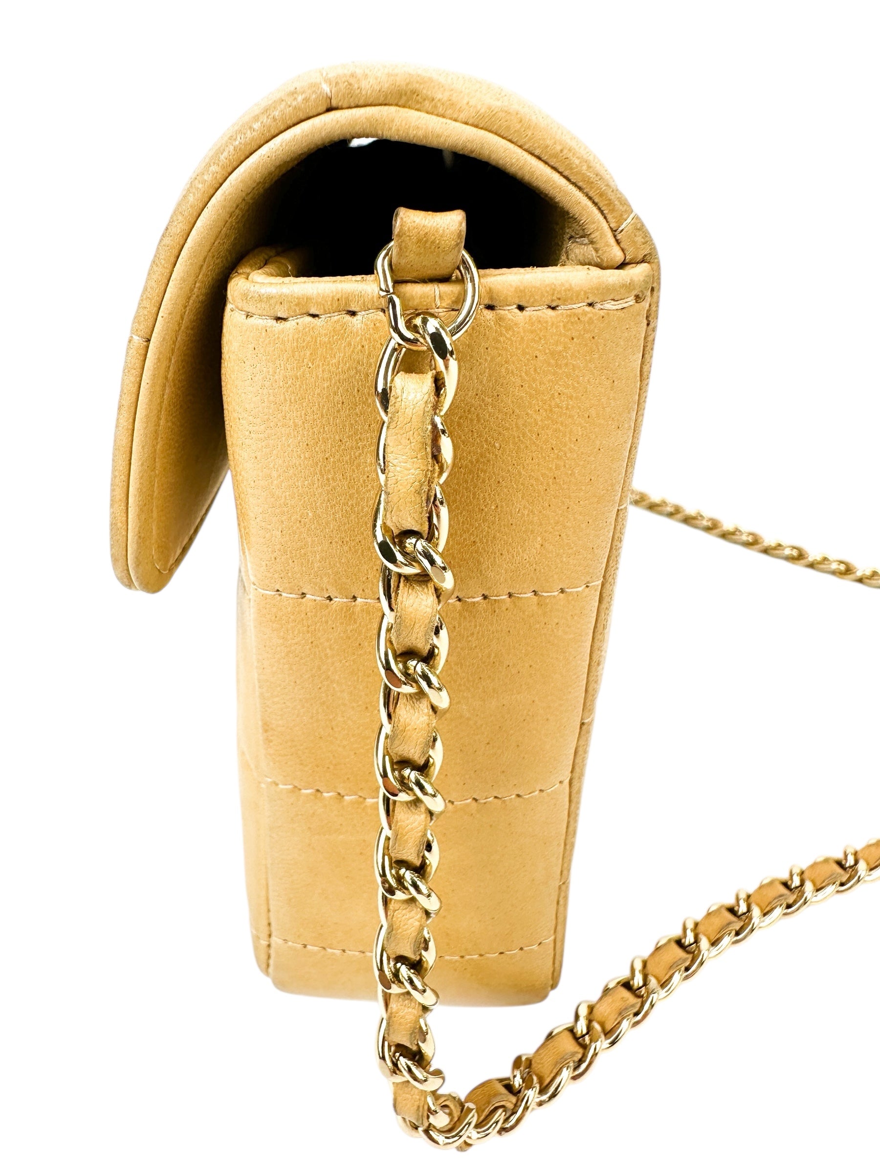 Chanel Beige Lambskin Chocolate Bar Shoulder Bag