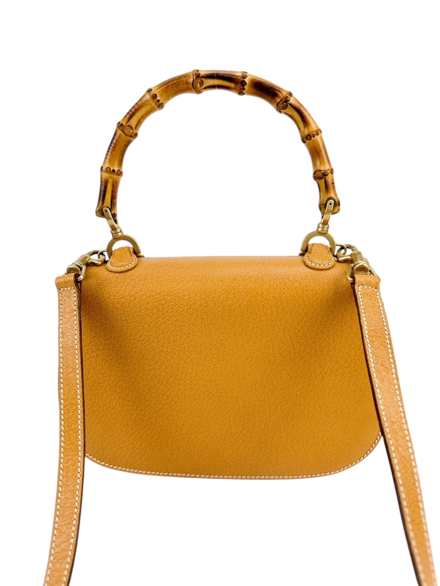 Gucci Small Beige Leather 1947 Bamboo Bag