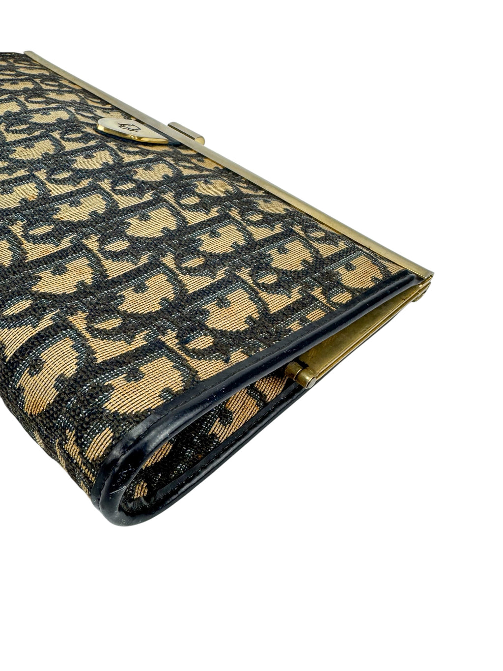 Christian Dior Vintage Blue Oblique French Lock Clutch