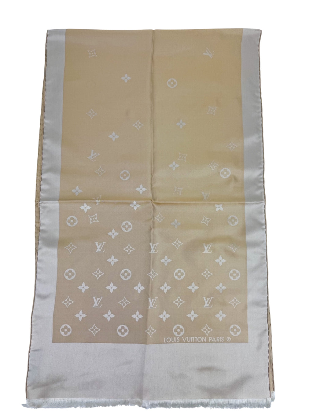 Louis Vuitton Beige Logo Silk Scarf