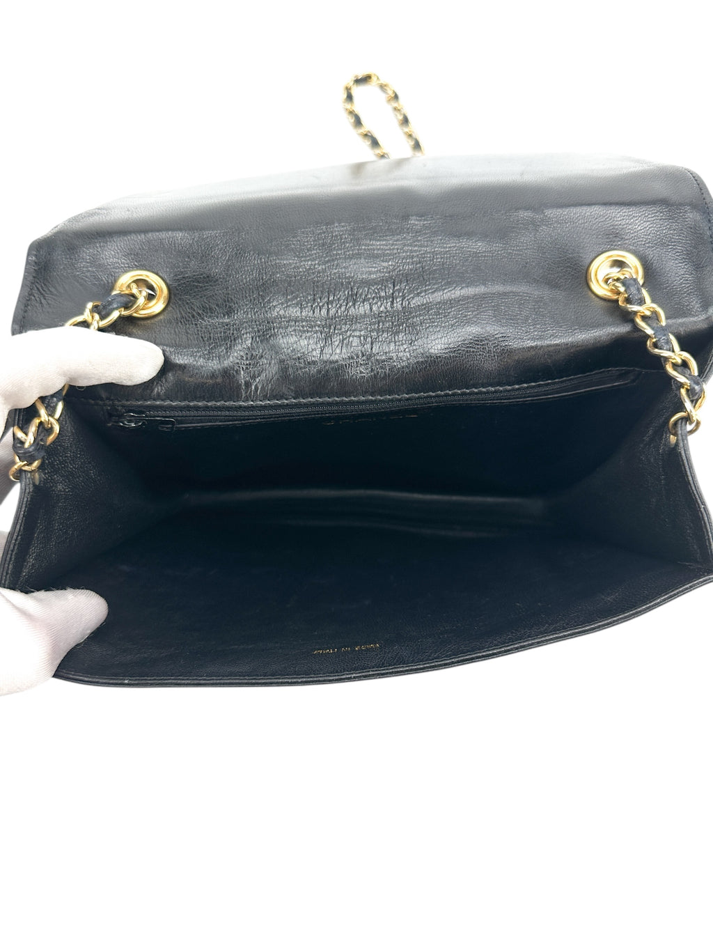 Chanel Vintage Black Quilted Lambskin Full Flap Bag