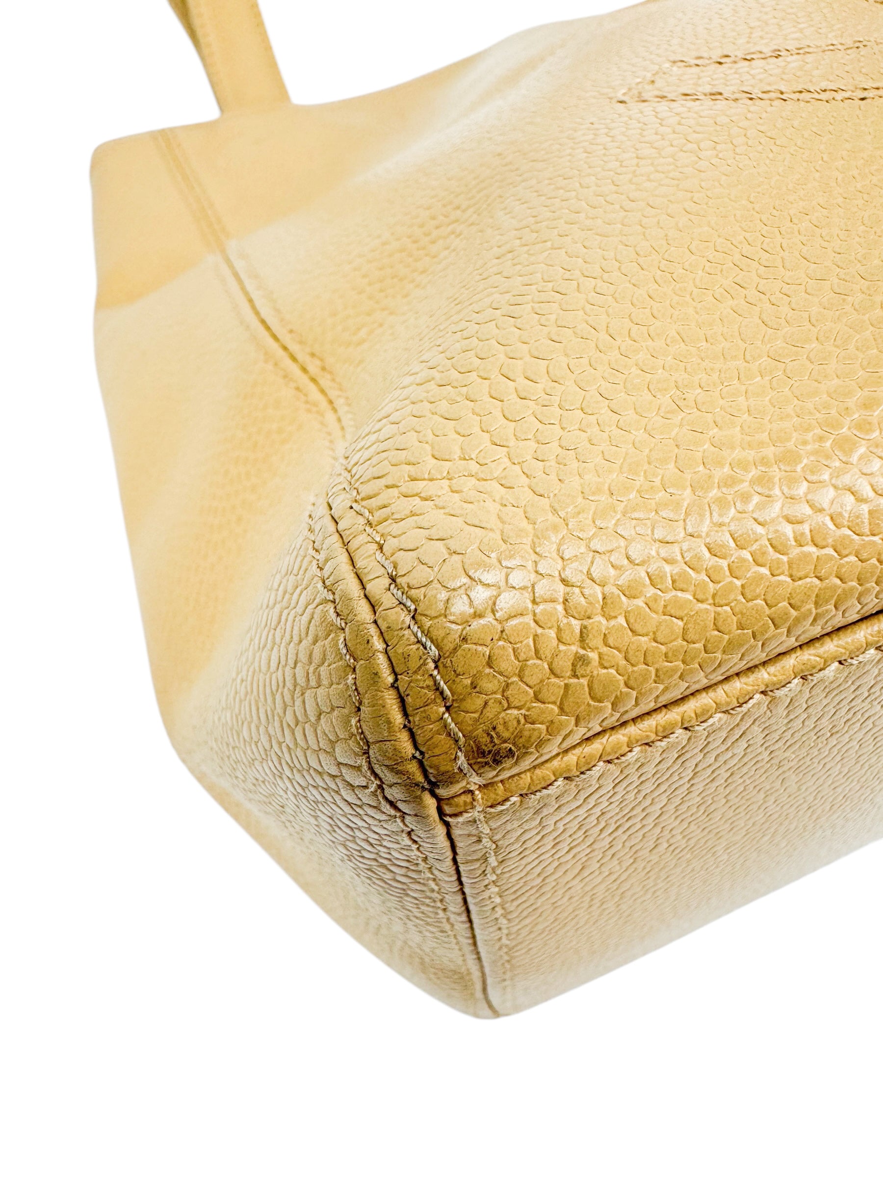 Chanel Vintage Beige Caviar Tote Bag
