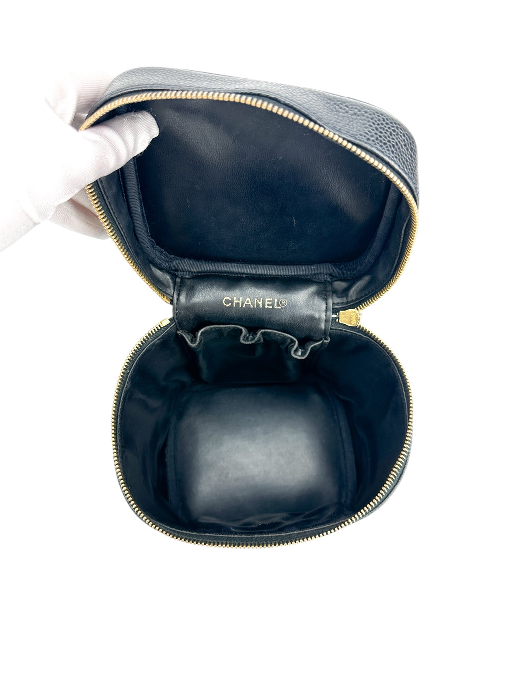 Chanel Vintage Tall Black Caviar Vanity Case