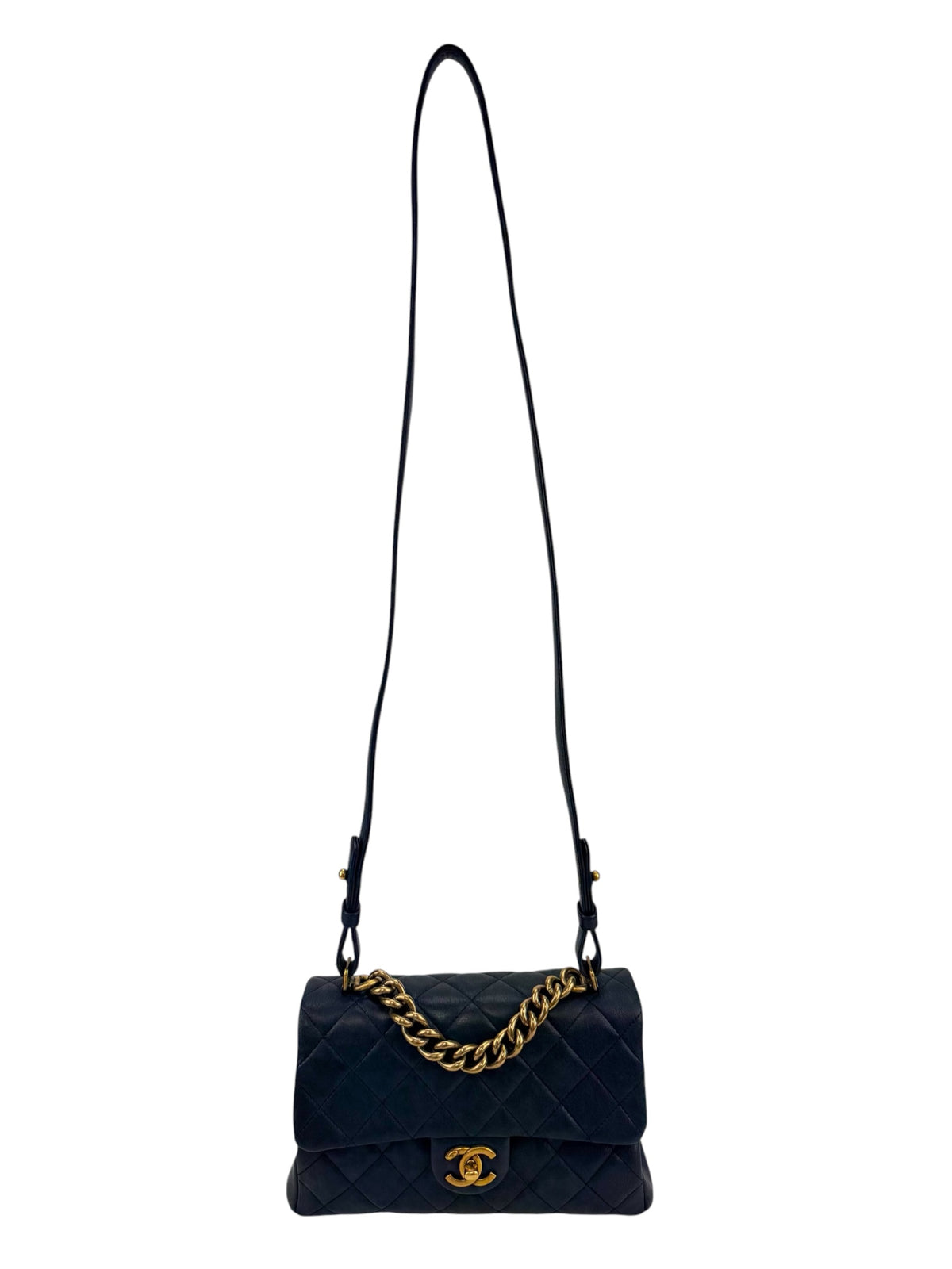 Chanel Navy Paris-Rome Trapezio Flap bag