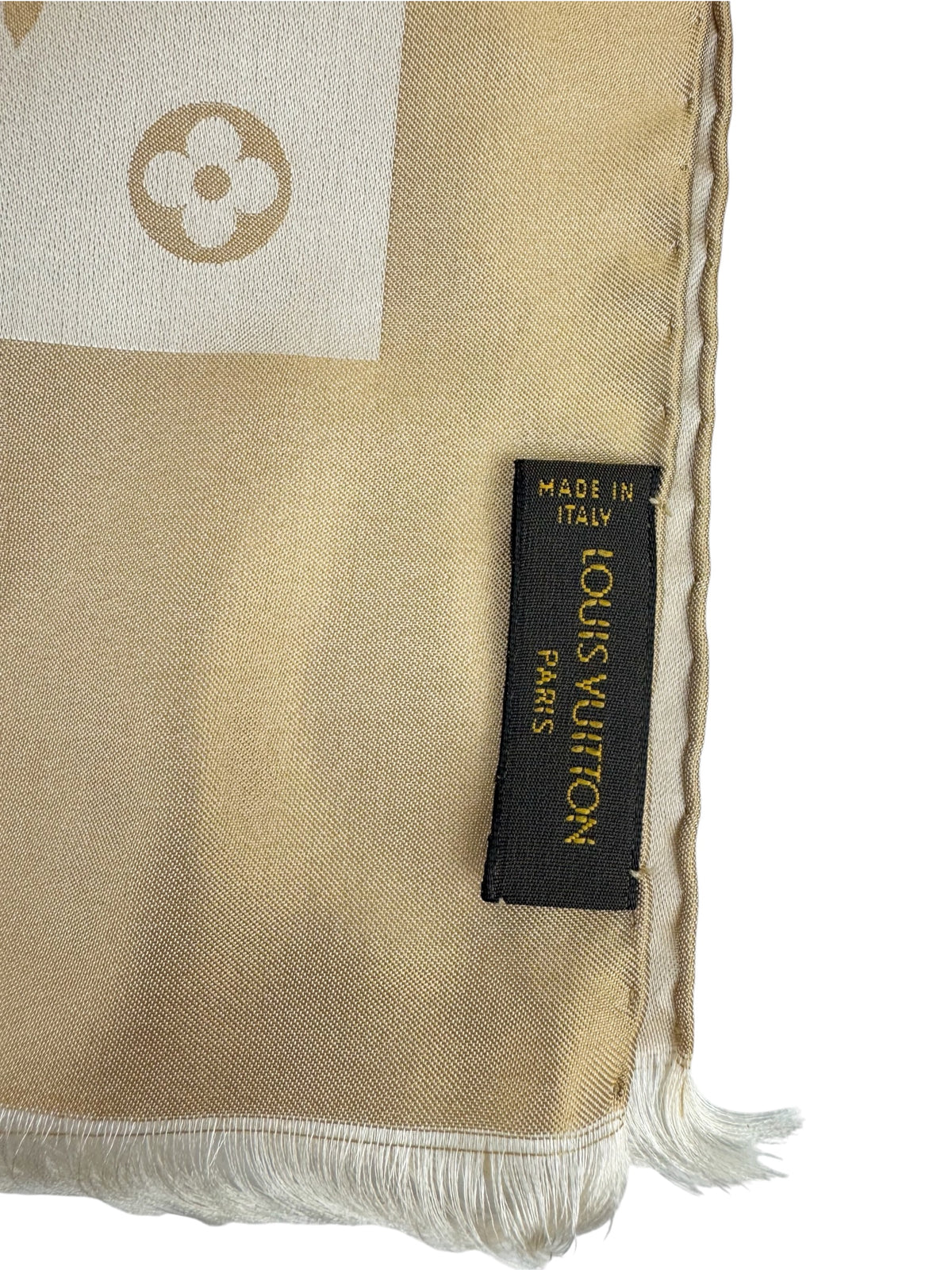 Louis Vuitton Beige Logo Silk Scarf