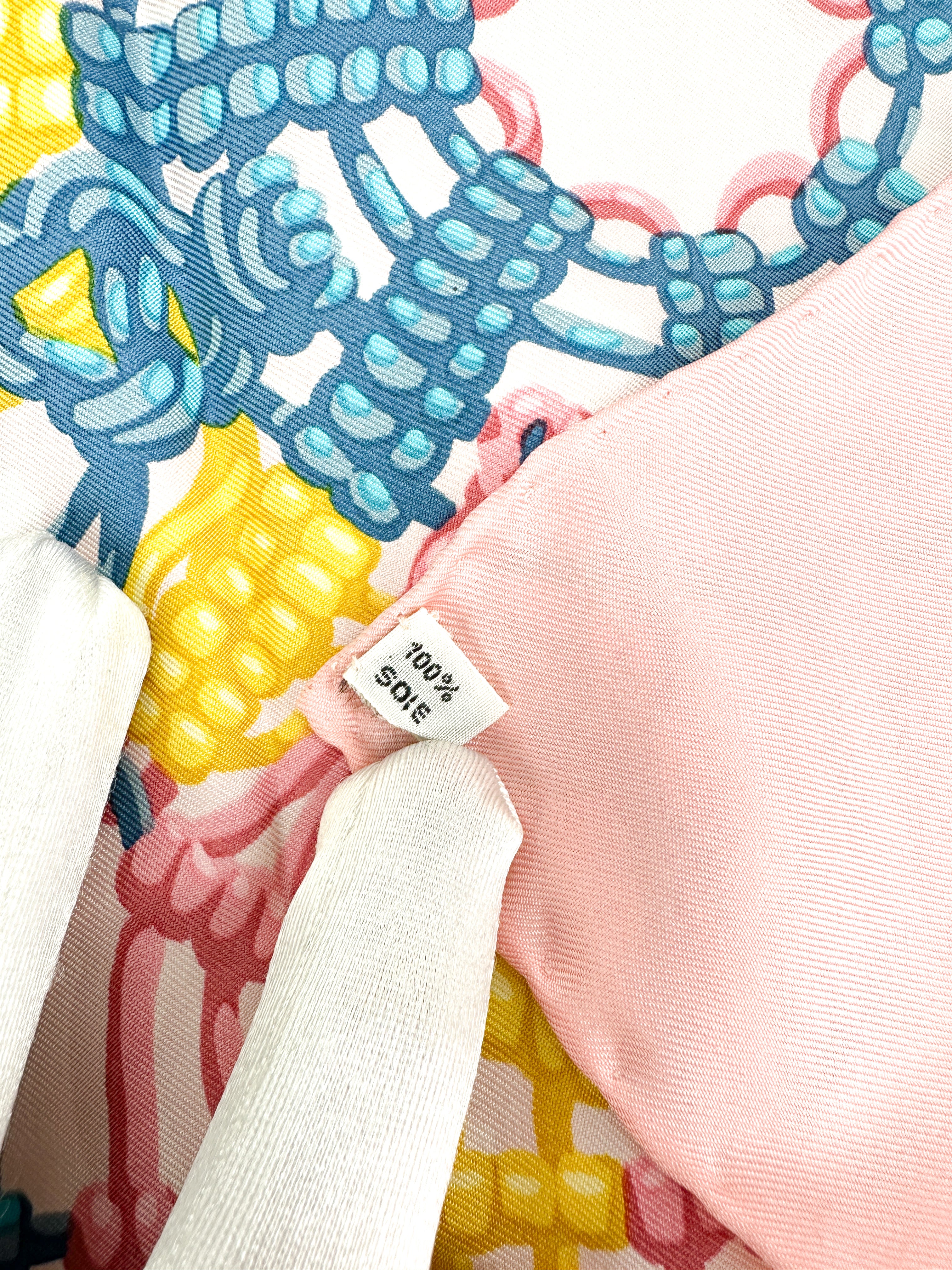 Hermes Pink Macrame 90cm Silk Scarf