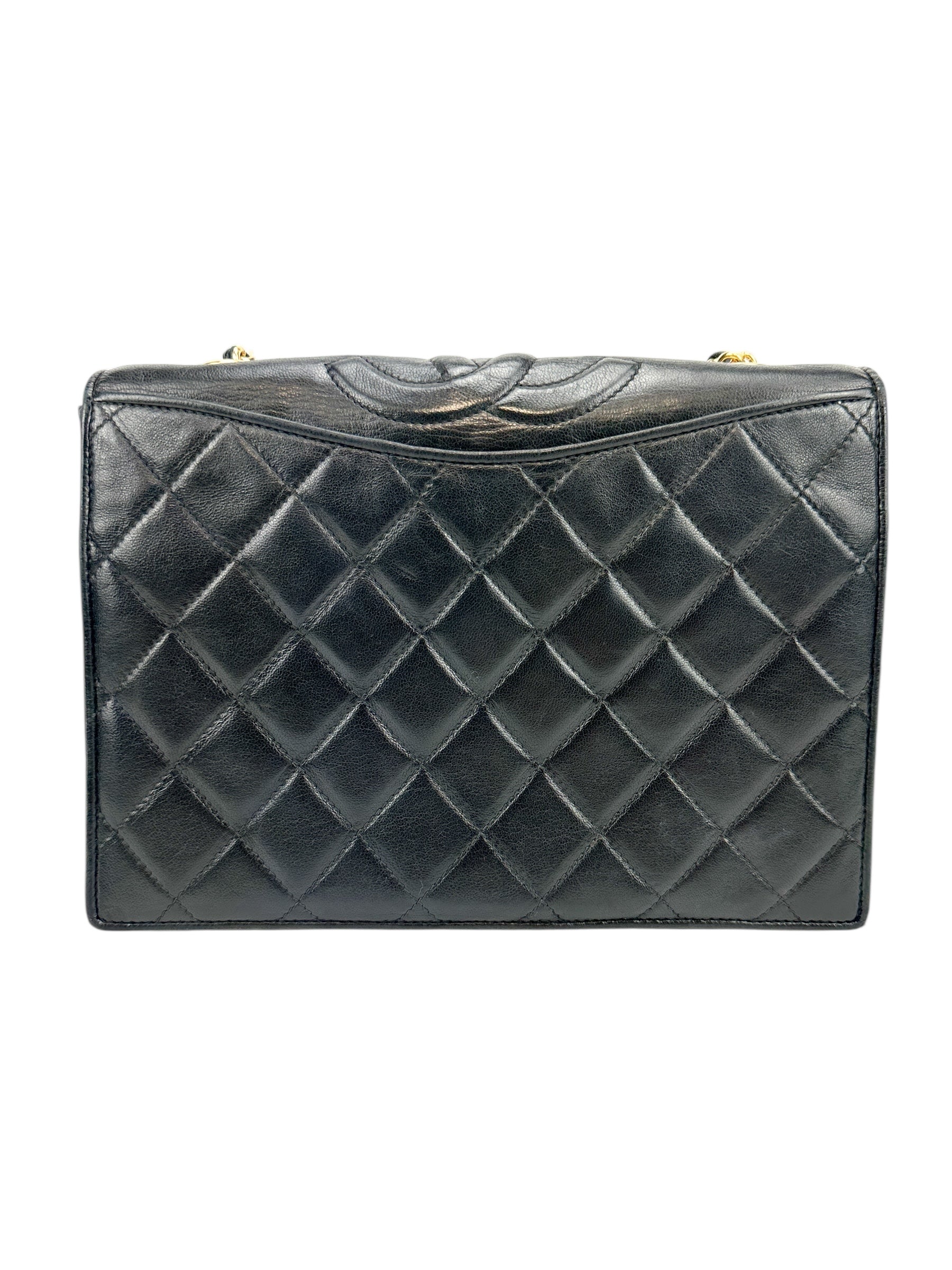 Chanel Vintage Black Quilted Lambskin Full Flap Bag