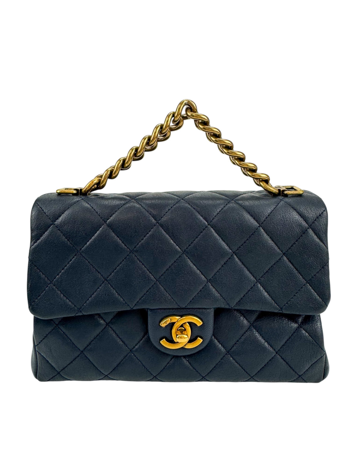 Chanel Navy Paris-Rome Trapezio Flap bag