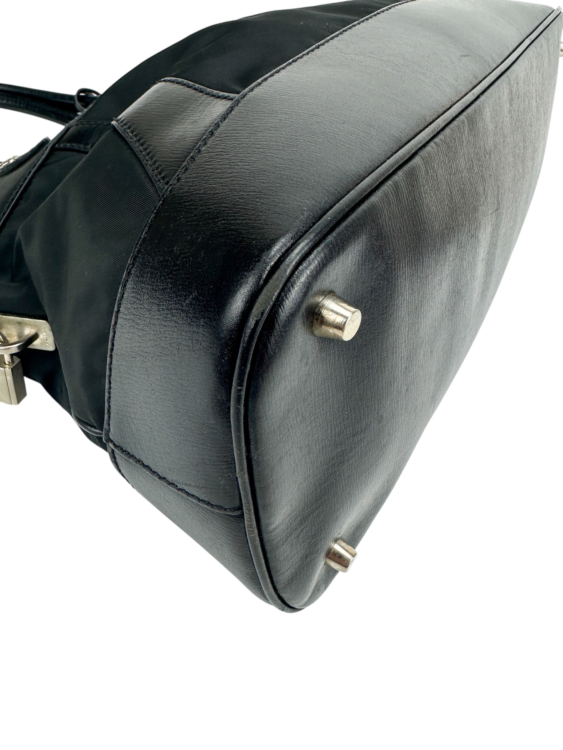 Prada Black Nylon and Leather Shoulder Bag