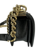 Chanel Black Leather Embellished Small Boy Bag