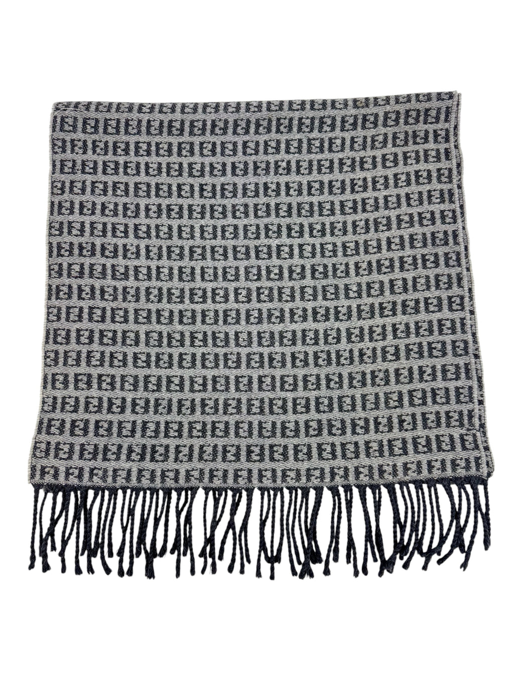 Fendi Grey and Black Zucchino Wool Scarf