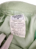 Chanel Green Tweed Jacket and Skirt Suit Size 42