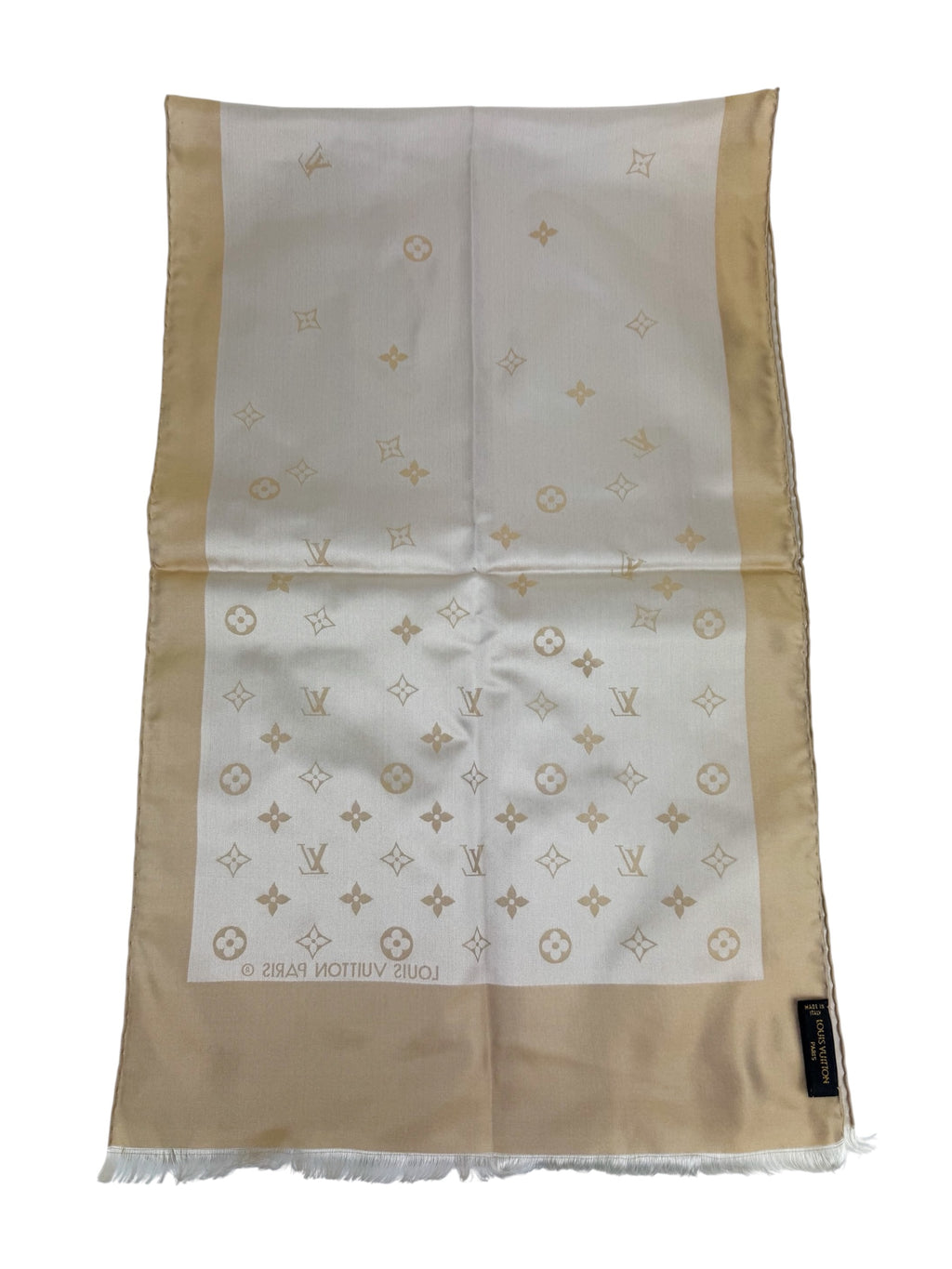 Louis Vuitton Beige Logo Silk Scarf