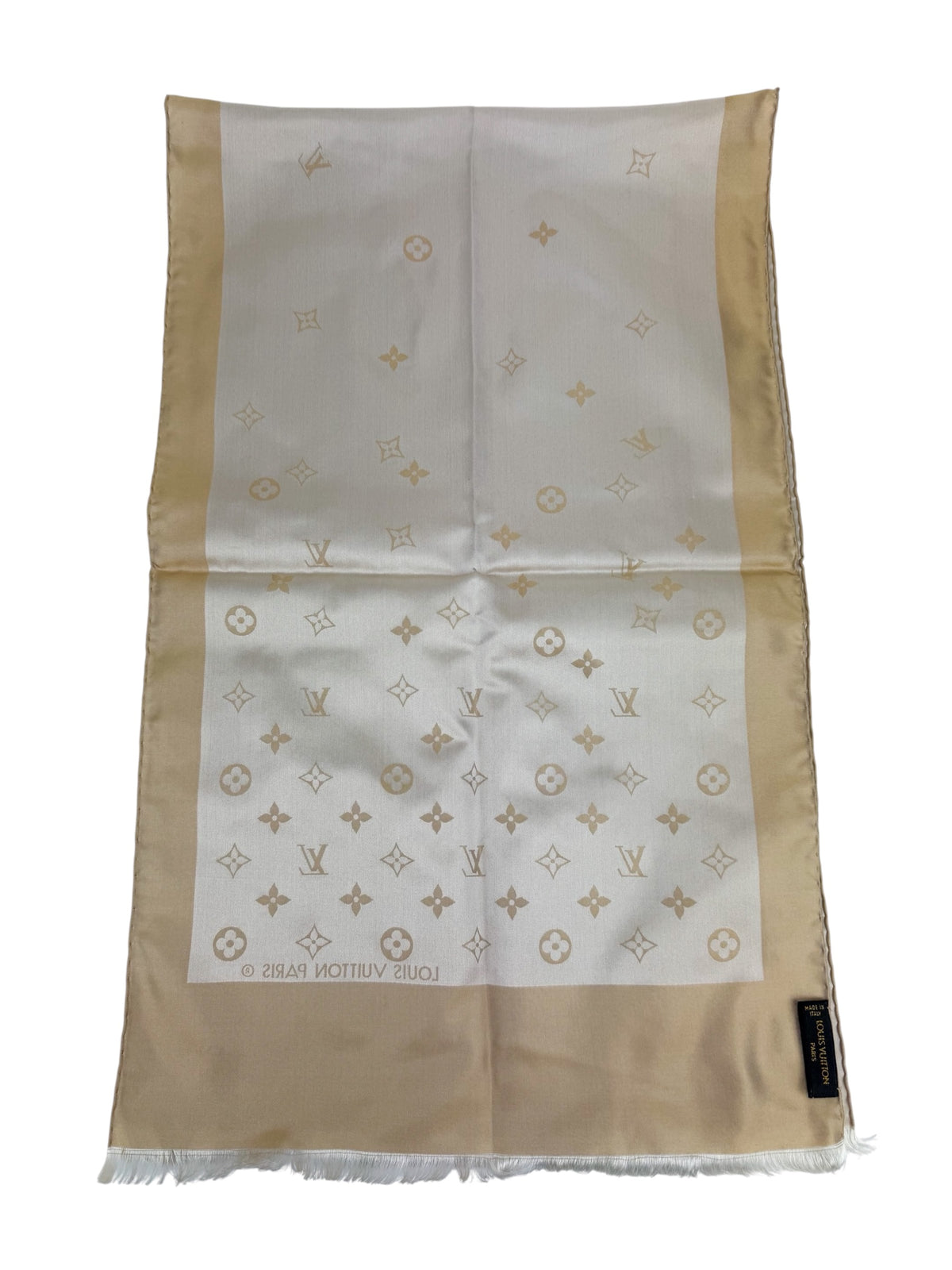 Louis Vuitton Beige Logo Silk Scarf