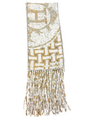 Hermès Mosaic 'H' Logo Fringe 100% Silk Scarf/Shawl