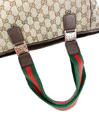 Gucci GG Canvas Small Tote w/ Heritage Stripe Strap