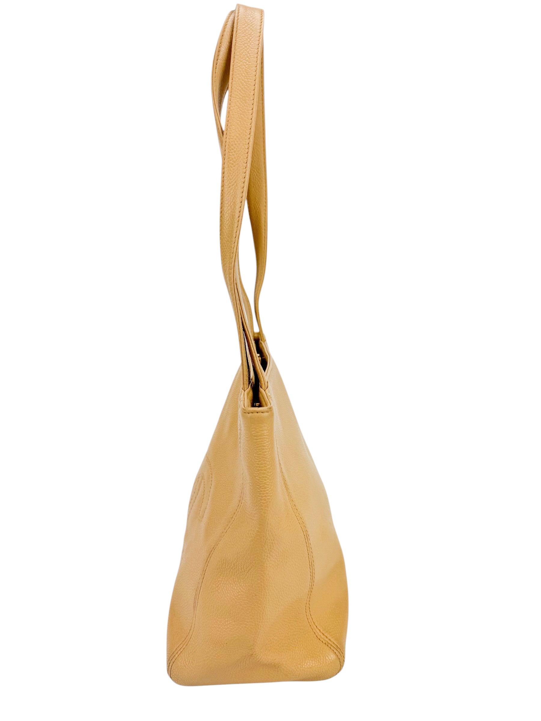 Chanel Vintage Beige Caviar Tote Bag