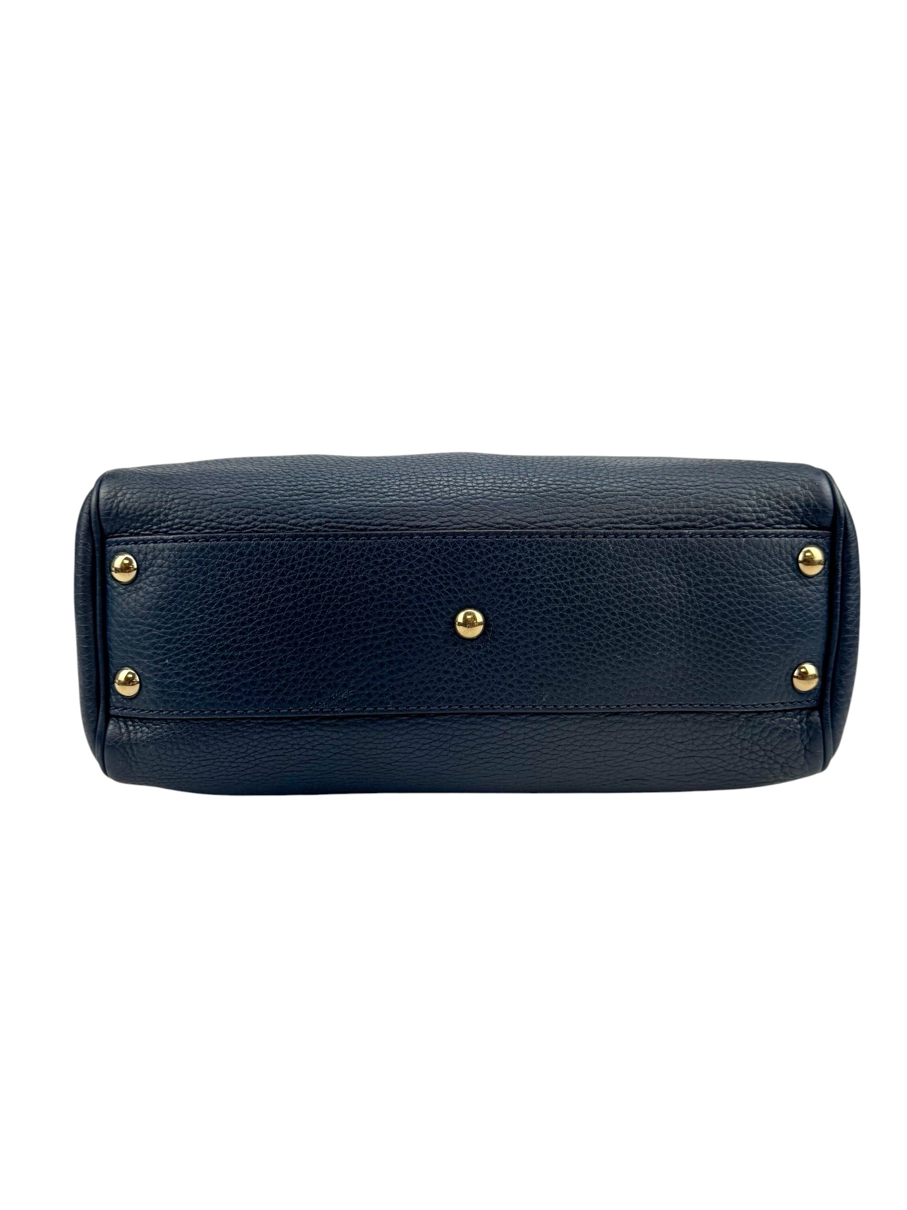 Gucci Blue Leather Bamboo Small Shopper Tote
