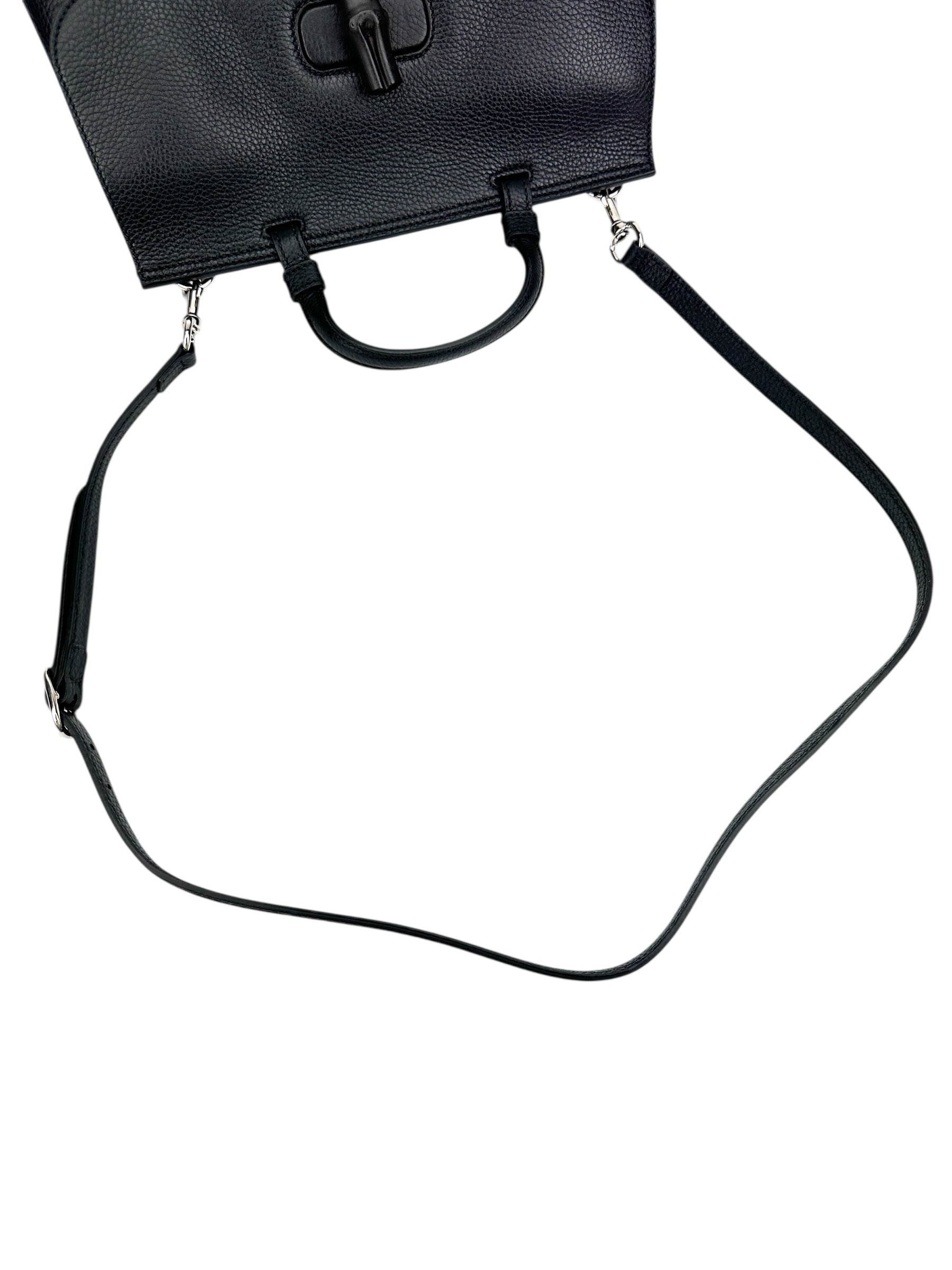 Gucci Black Leather Bamboo Daily Tote